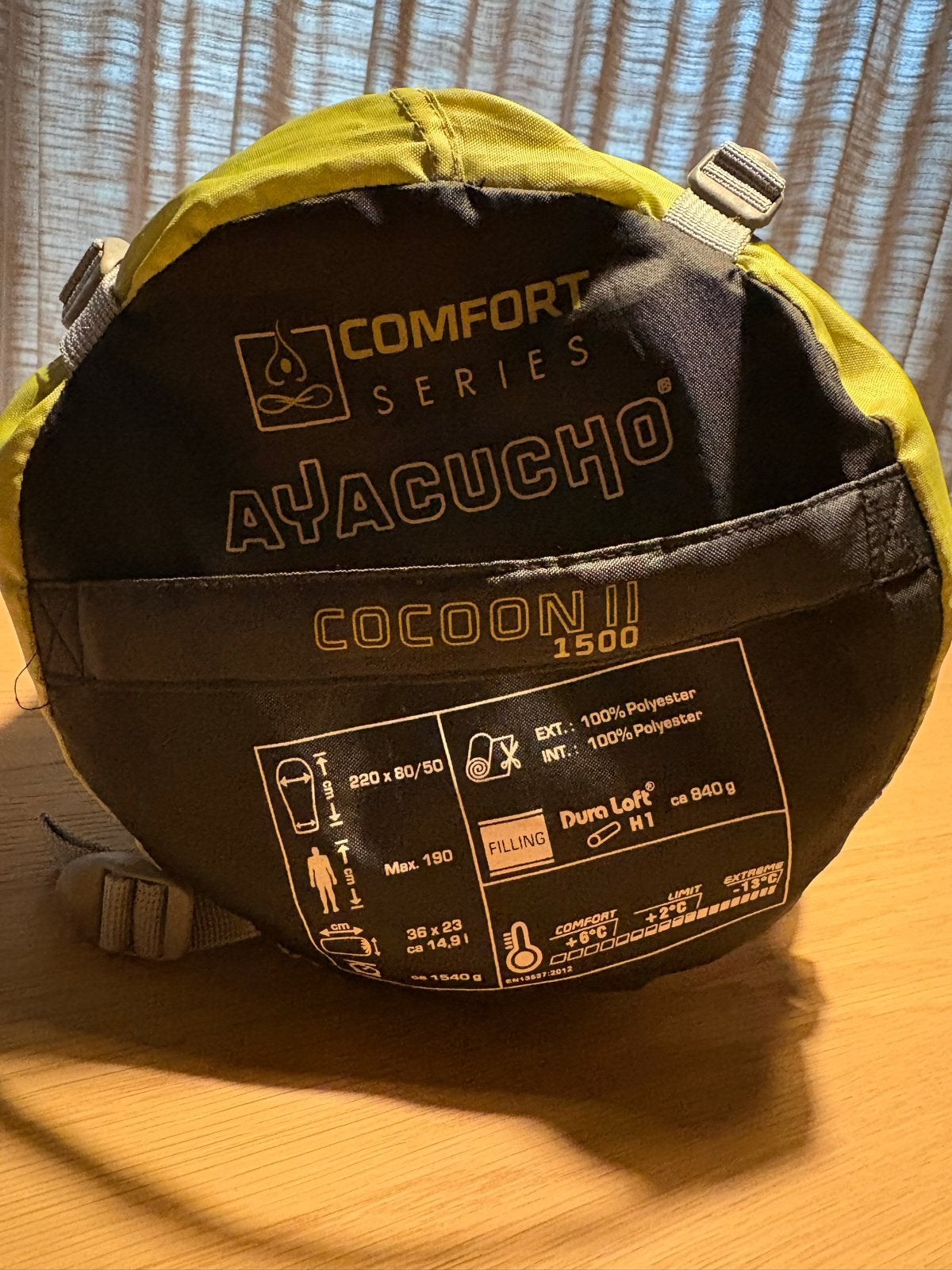 Ayacucho Cocoon II 1500 Slaapzak - Comfortabel en Licht, Caravans en Kamperen, Slaapzakken, Ophalen of Verzenden, Gebruikt