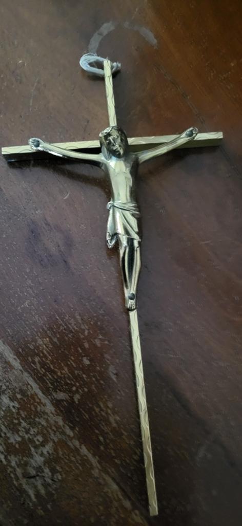 Koperen Kruisbeeld met Corpus - Religieuze Decoratie, Antiek en Kunst, Ophalen