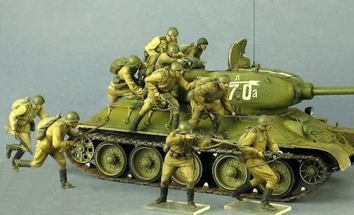 Resin Soviet tank riders (1:35, 10 figuren, WWII), Ophalen of Verzenden, Zo goed als nieuw, 1:35 tot 1:50, Figuur of Figuren