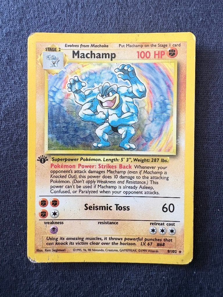 Machamp 1st Edition Holo - Base 8/102 - Good, Hobby en Vrije tijd, Verzamelkaartspellen | Pokémon, Ophalen of Verzenden, Nieuw