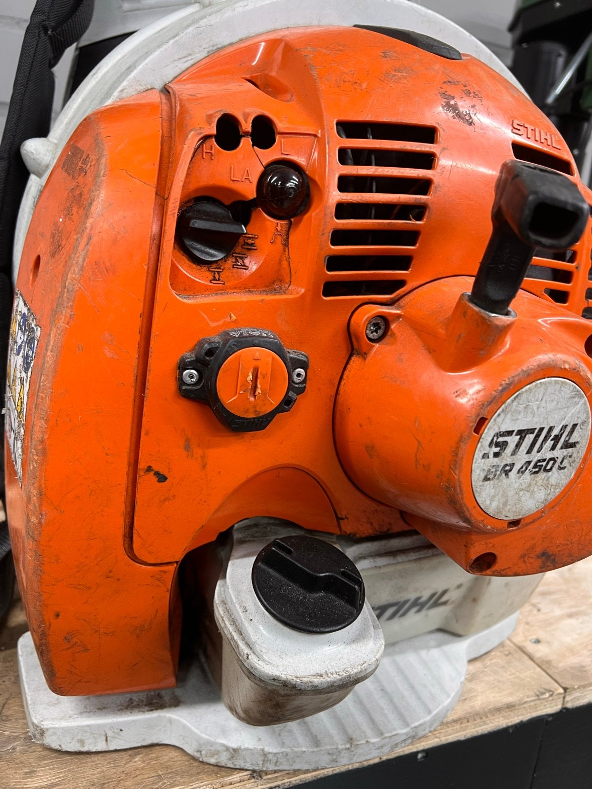 Stihl BR 450 Bladblazer met electrische start, Ophalen, Gebruikt, Benzine, Ruggedragen
