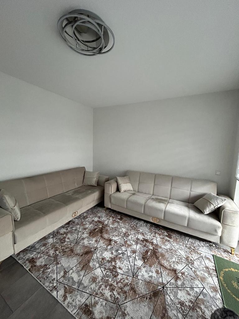 Bankstel 3 + 3, uitklapbaar, berging, bedbank, Gucci, Huis en Inrichting, Ophalen of Verzenden, Zo goed als nieuw