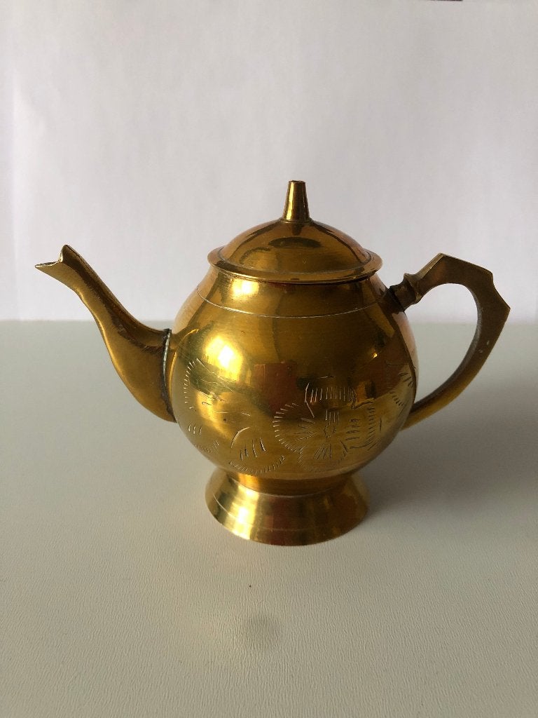 Klein theepotje koper 10 cm, Ophalen of Verzenden, Koper