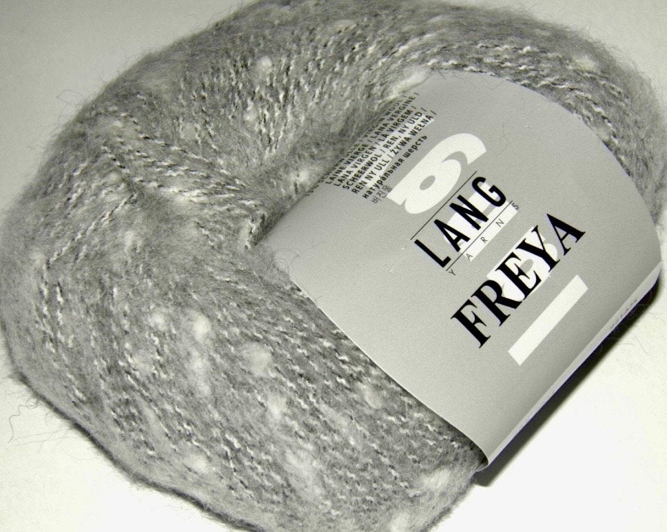 10 bollen Lang Yarns Freya - Grijs met witte spikkels, Hobby en Vrije tijd, Ophalen of Verzenden, Nieuw, Breien of Haken, Wol of Garen
