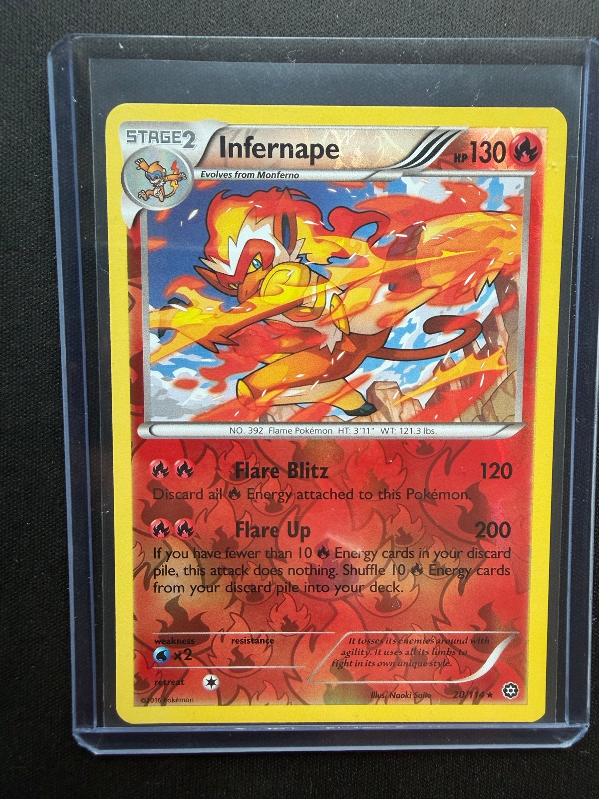 Infernape 20/114 Reverse Holo, Ophalen of Verzenden, Zo goed als nieuw, Losse kaart, Foil