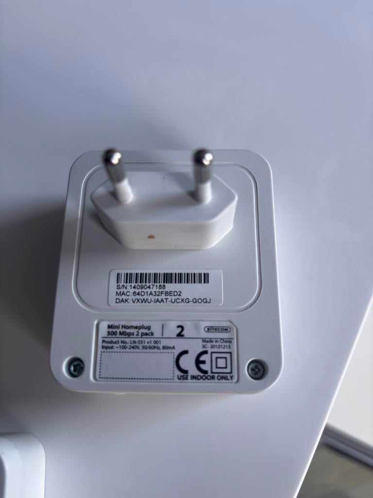 Sitecom Mini Homeplug 500 Mbps 2-pack, Ophalen of Verzenden, Gebruikt