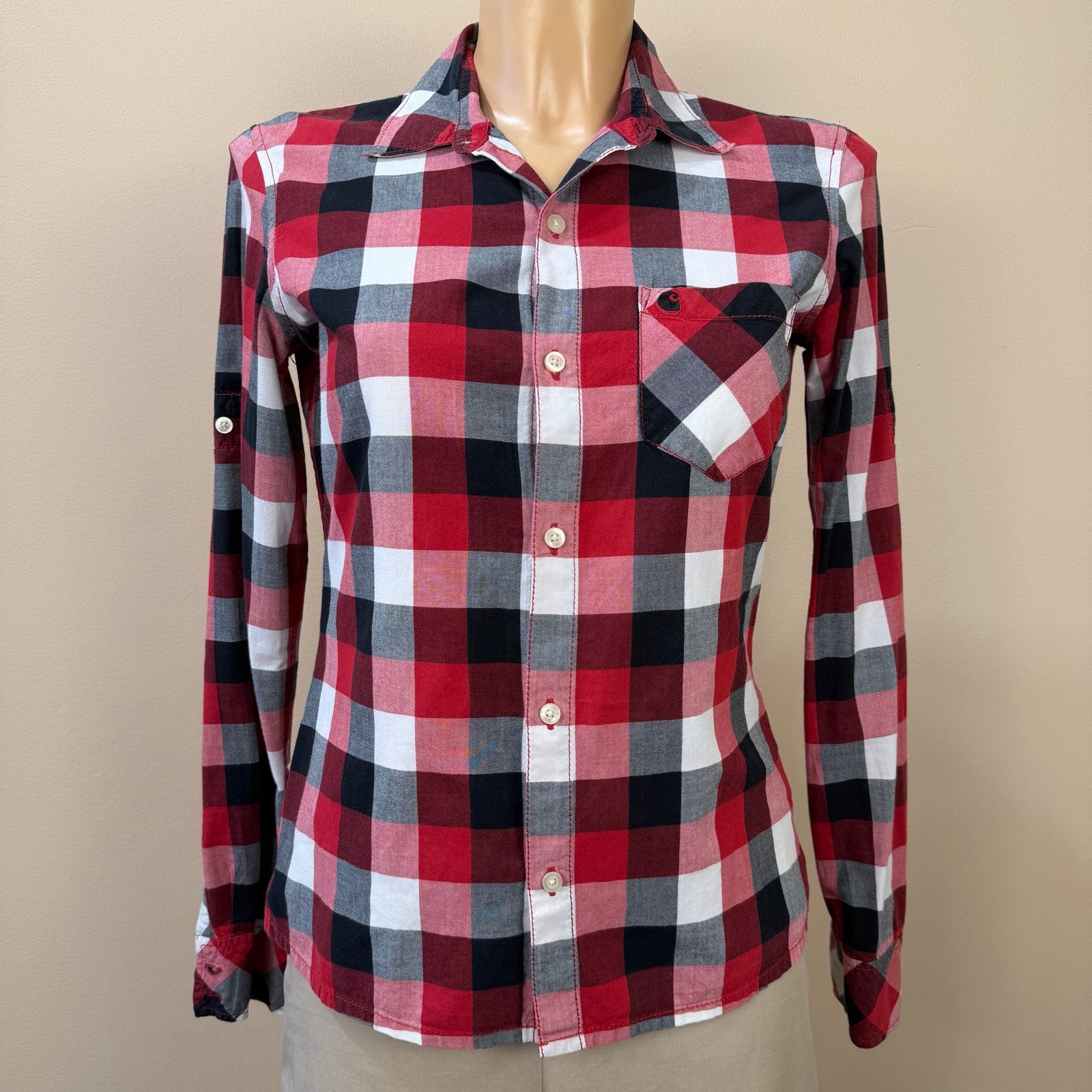 Carhartt Geruit Blouse Rood Zwart Wit Maat S, Kleding | Dames, Meerkleurig, Ophalen of Verzenden, Zo goed als nieuw, N.v.t