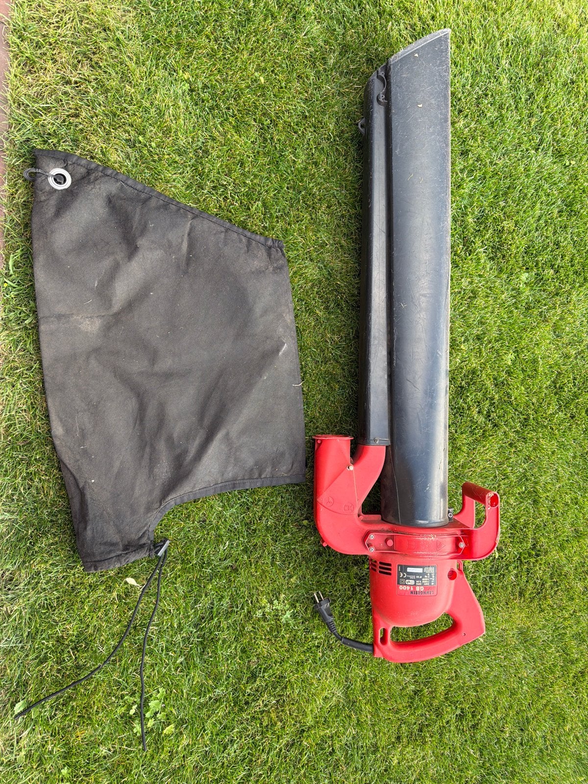 LawnGreen GB 1400 Bladblazer met opvangzak, Ophalen, Gebruikt, Handgedragen, Met opvangzak