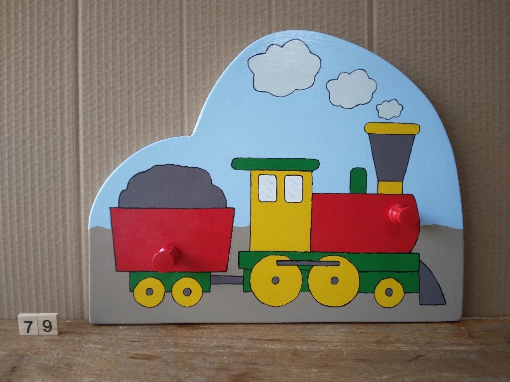 Kinderkapstok 79 Treinwagon, Nieuw, Ophalen of Verzenden, Kapstokje, Meerkleurig