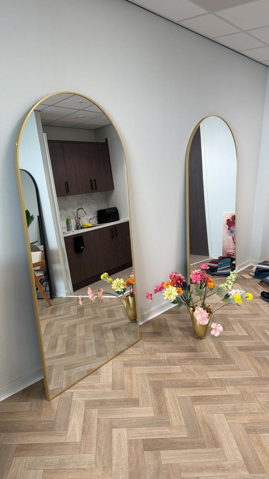 Spiegel boogspiegel woonkamer interieur spiegel goud 200x100, Huis en Inrichting, Woonaccessoires | Spiegels, Ophalen, Nieuw, Overige vormen
