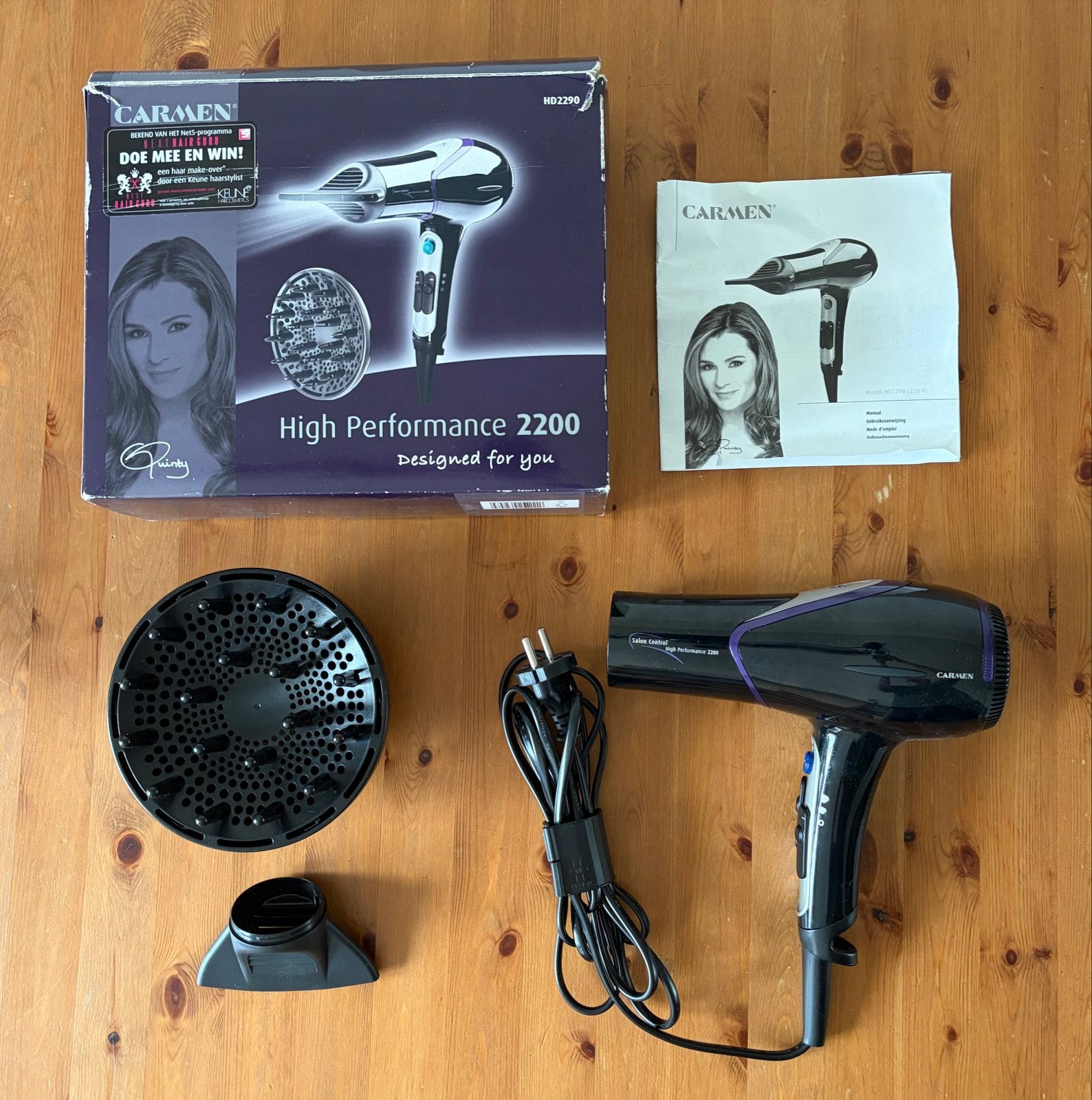 Carmen Föhn High Performance 2200 met diffuser en opzetstuk, Ophalen of Verzenden, Zo goed als nieuw