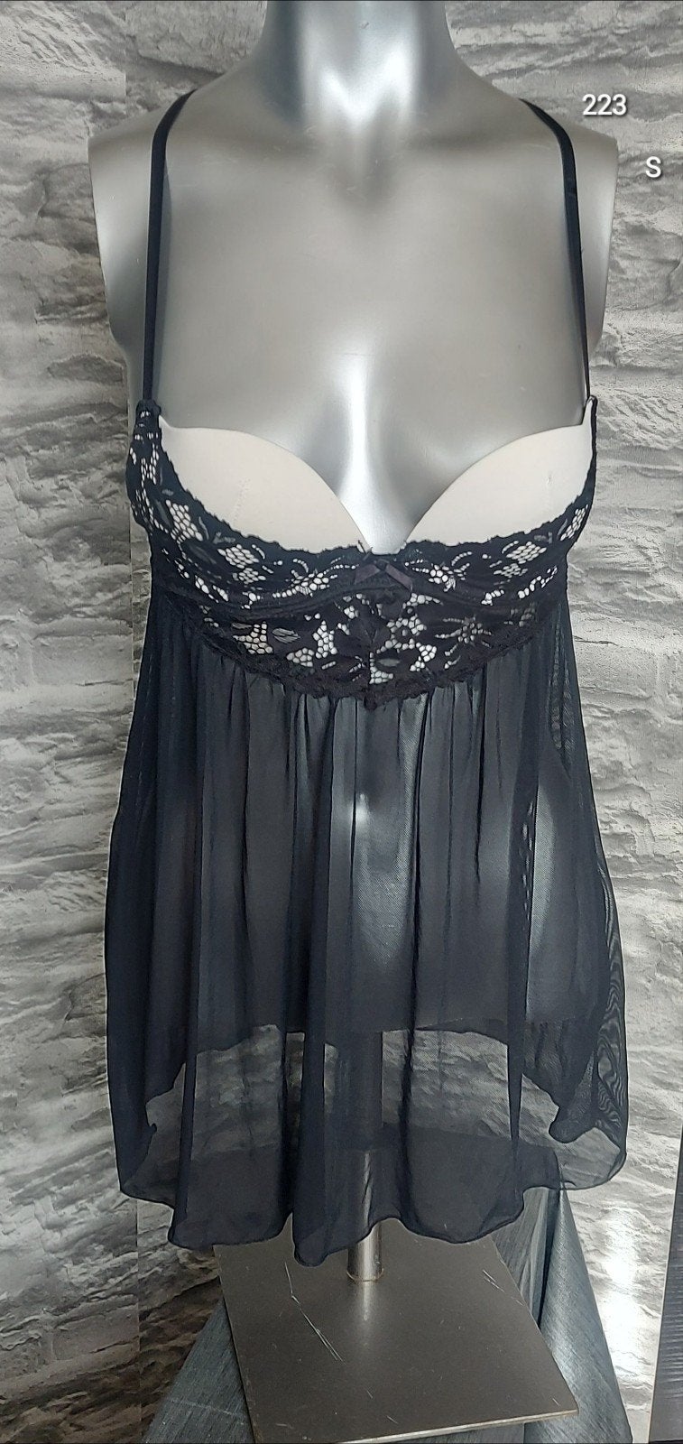 Sexy zwart lingerie jurkje met kant, Onbekend, Ophalen of Verzenden, Zwart, Nachtkleding