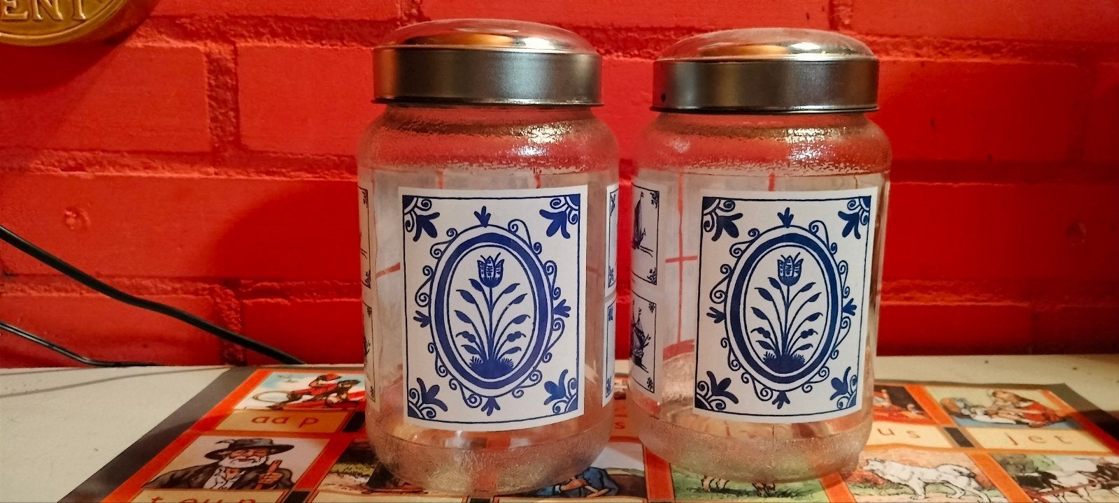 vintage Nescafe glazen voorraadpotten., Ophalen of Verzenden