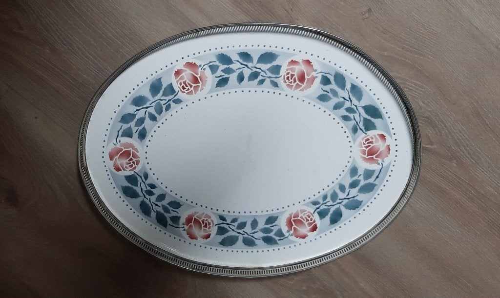 Dienblad klassiek, Ophalen of Verzenden, Gebruikt, Ovaal, Natuurlijk materiaal