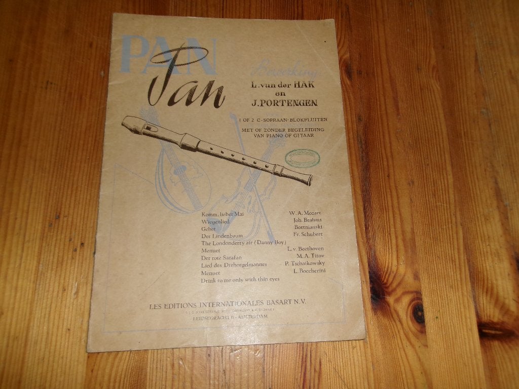 Pan - l. Van der hak / j. Portengen, Gebruikt, Blokfluit, Ophalen of Verzenden, Artiest of Componist