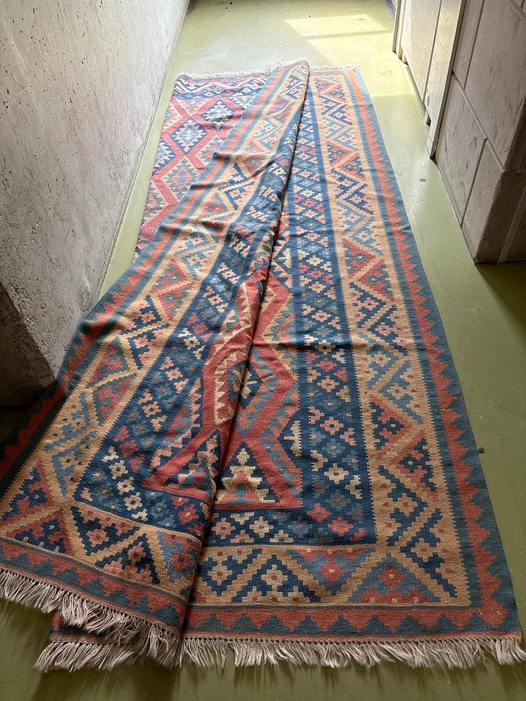 Vintage Kelim tapijt - Handgeweven met geometrisch patroon, Antiek en Kunst, Ophalen of Verzenden