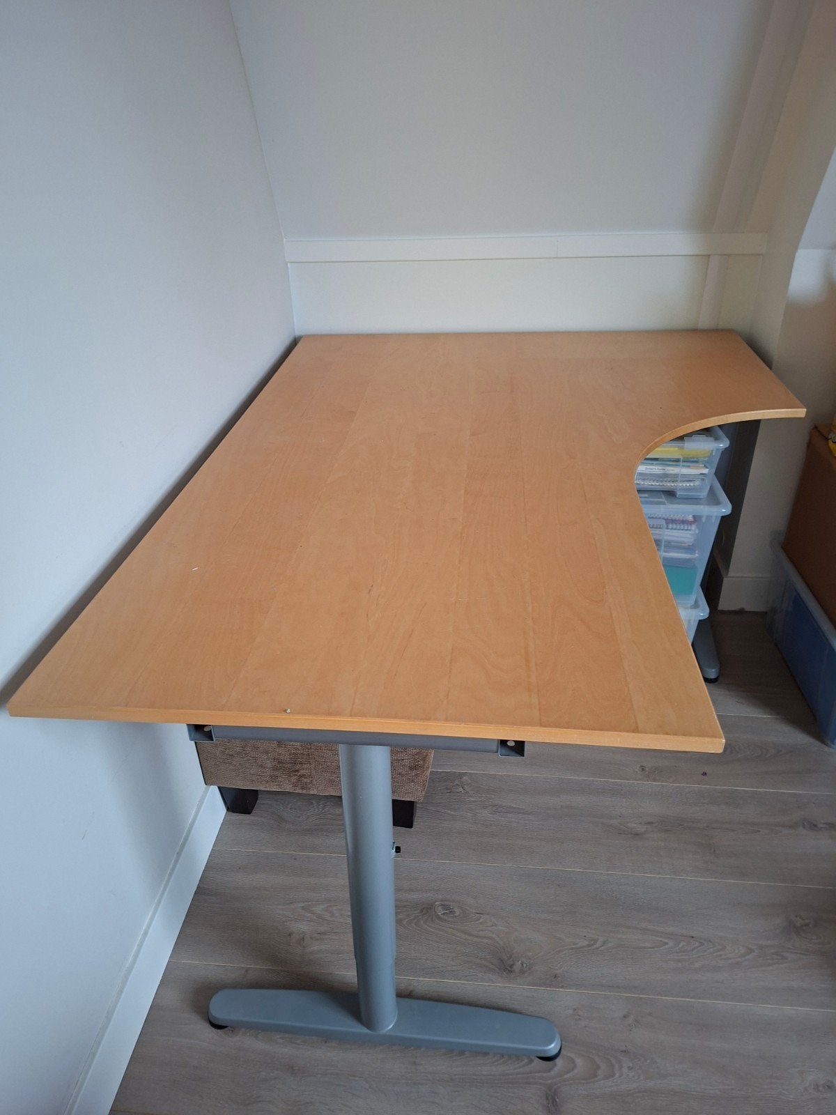 IKEA Galant Hoekbureau - 160x120 cm, Hoogte 75 cm, Huis en Inrichting, Ophalen, Scandinavisch, Hoekbureau, Bruin