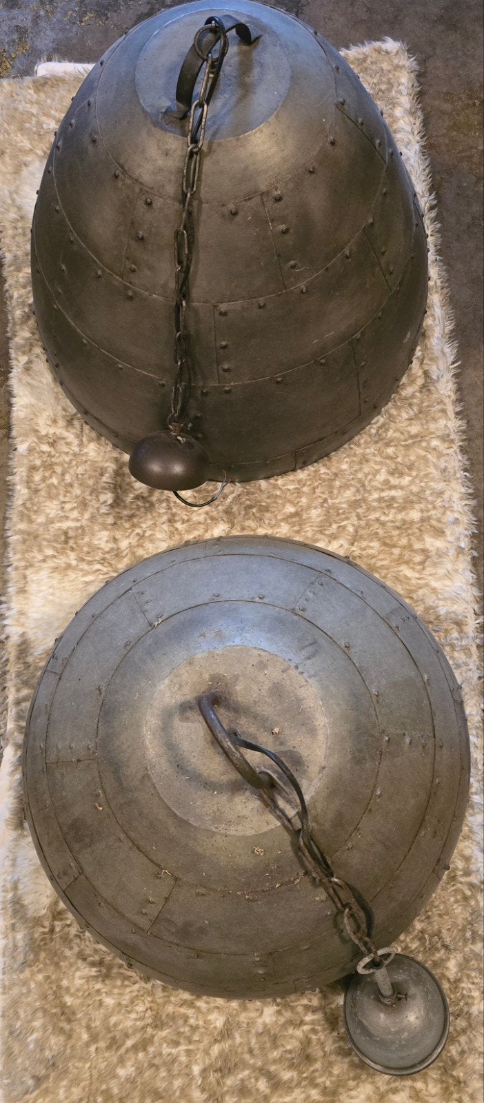 2x Industriële metalen lampenkappen
 uniek en zwaar uitgevoe, Ophalen, 55 cm, Zo goed als nieuw, Overige merken