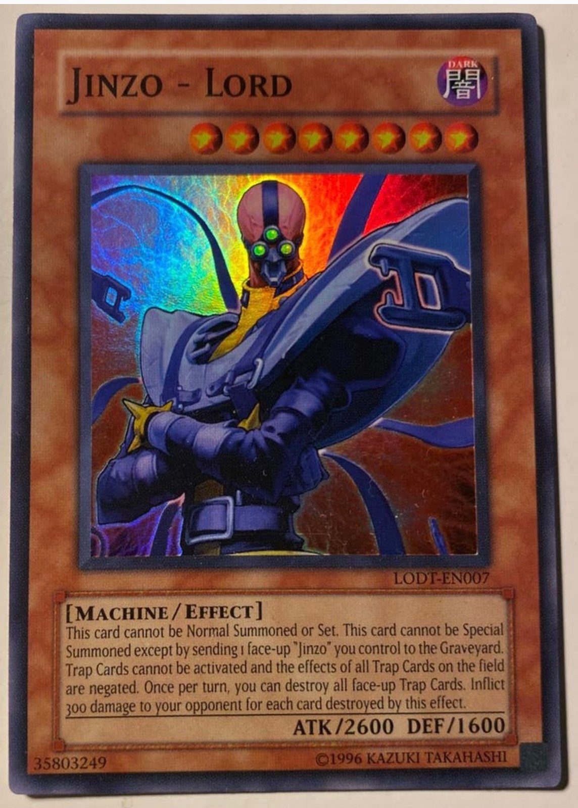Yu-Gi-Oh! Jinzo - Lord LODT Old Print !, Ophalen of Verzenden, Zo goed als nieuw, Losse kaart, Foil
