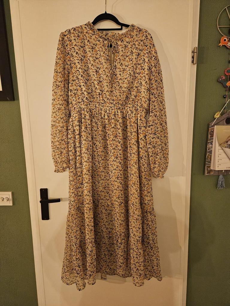 Jurk, oranje met bloemetjes, Zeeman, xl, Ophalen of Verzenden, Zo goed als nieuw, Oranje, Jurk