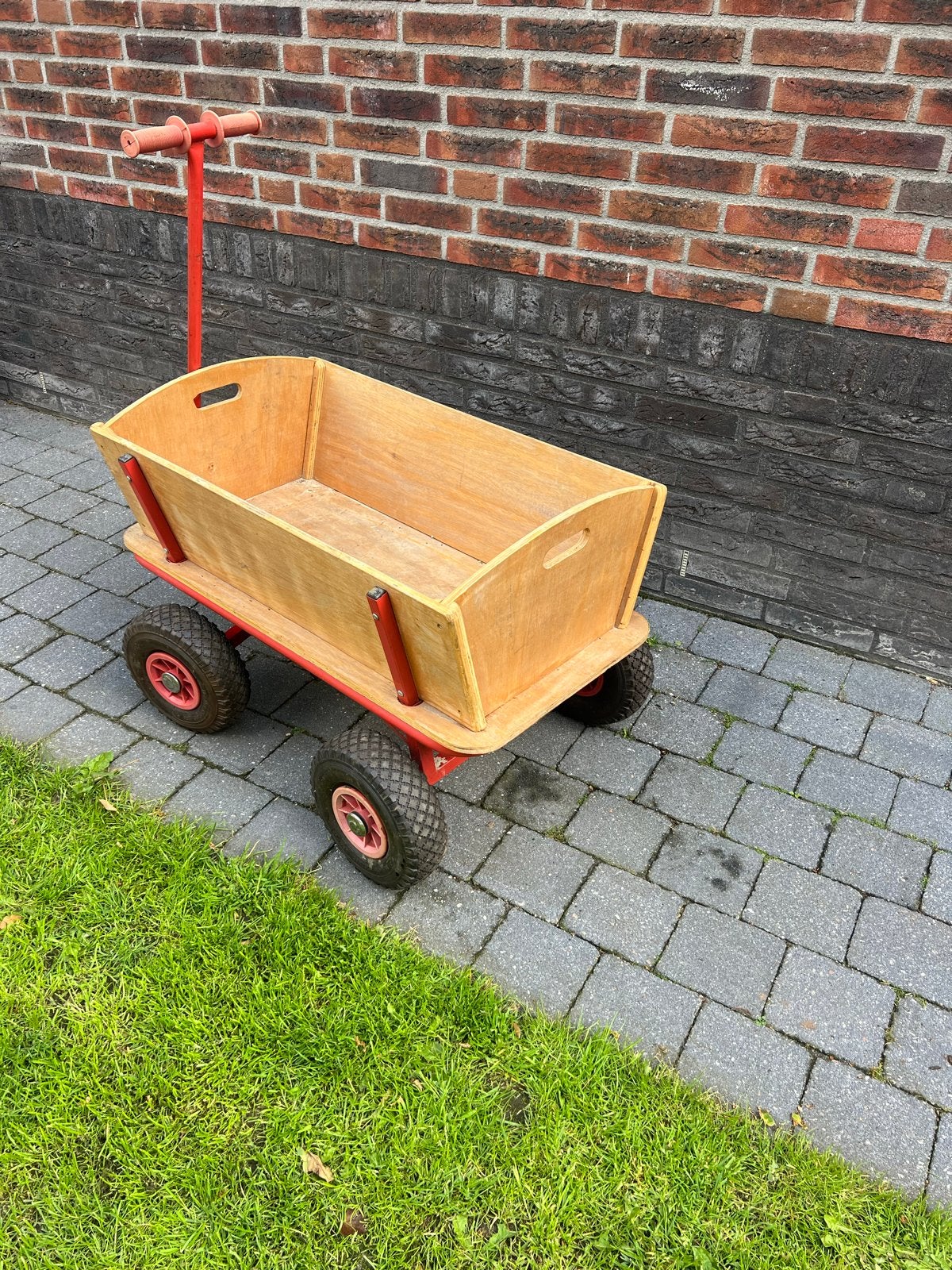 Houten bolderkar met rode accenten, Caravans en Kamperen, Bolderkarren, Ophalen, Gebruikt