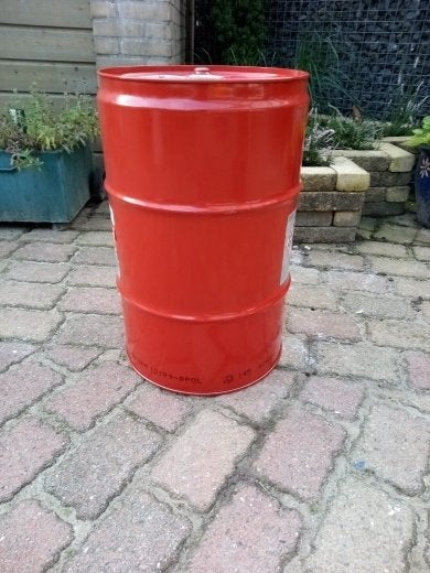 Leeg rood vat, 60L, 5 euro, kleine vuurton, bbq, bloembak, Ophalen, Gebruikt, Vuurton