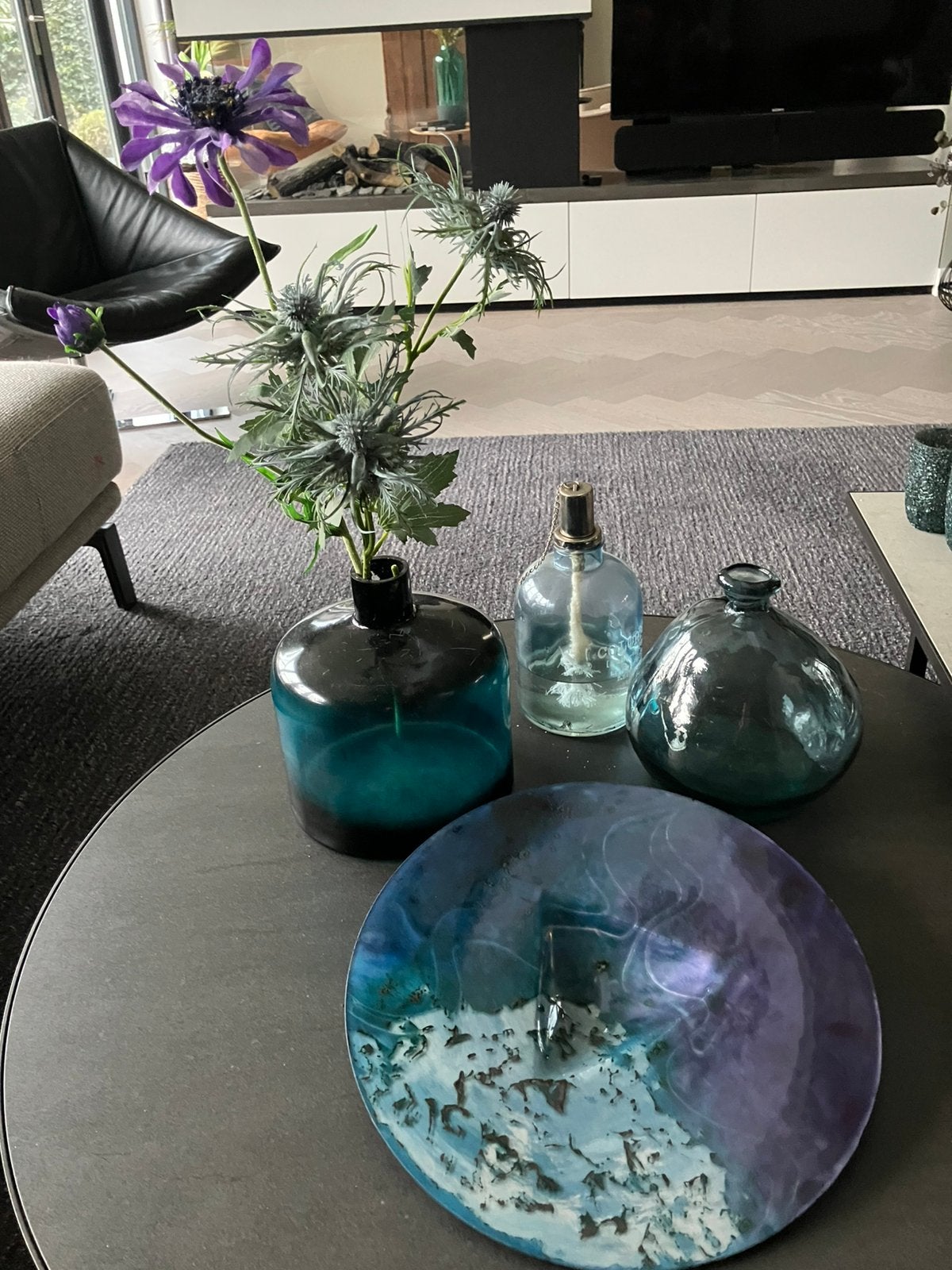 3 leuke vazen waarvan 1 met lont en schaal diameter 31cm, Huis en Inrichting, Woonaccessoires | Vazen, Ophalen of Verzenden, Zo goed als nieuw