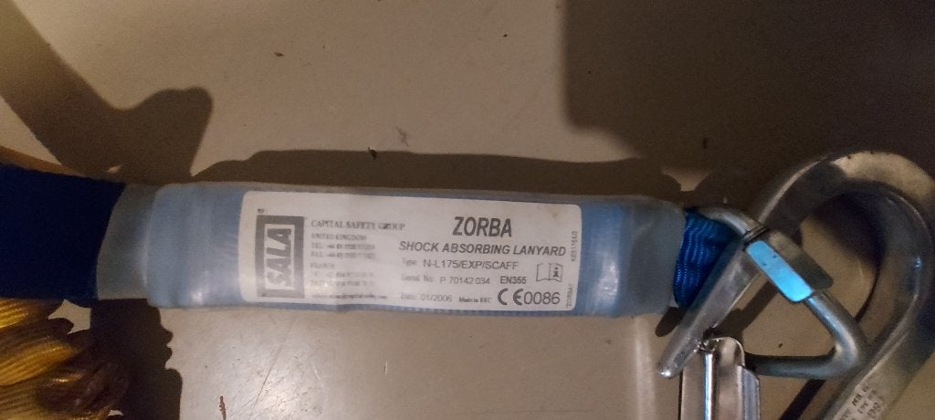 Veiligheidsharnas met schokabsorberende lijn, Doe-het-zelf en Verbouw, Ophalen of Verzenden, Gebruikt