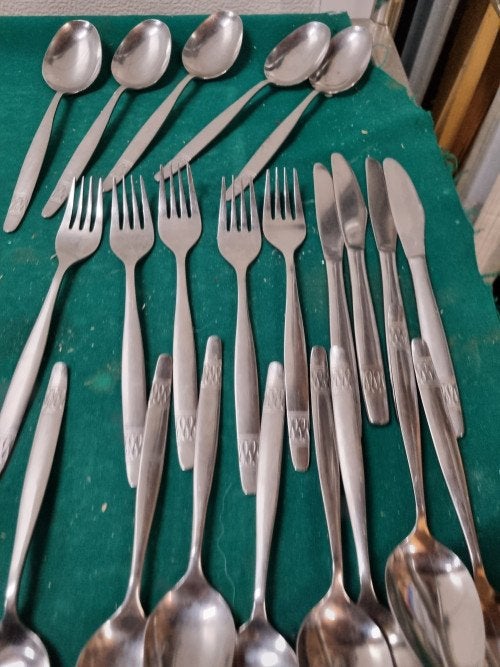 bestek set inoxa vlekvrij 22 delig vintage, Huis en Inrichting, Keuken | Bestek, Ophalen of Verzenden, 'T Olde Gre-j, Info@toldegrej.nl