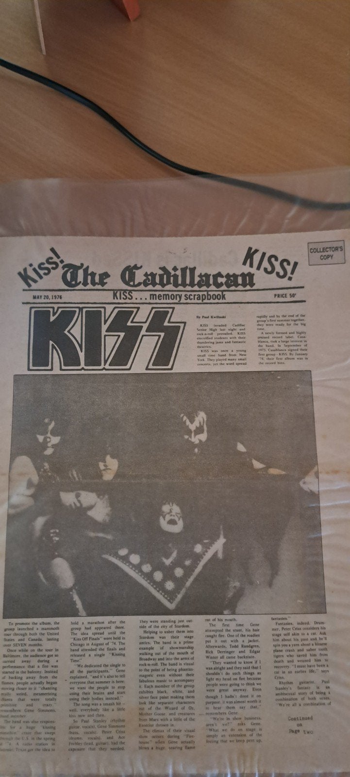 KISS! Superare vintage The Cadillacan newspaper krant, Verzamelen, Ophalen of Verzenden