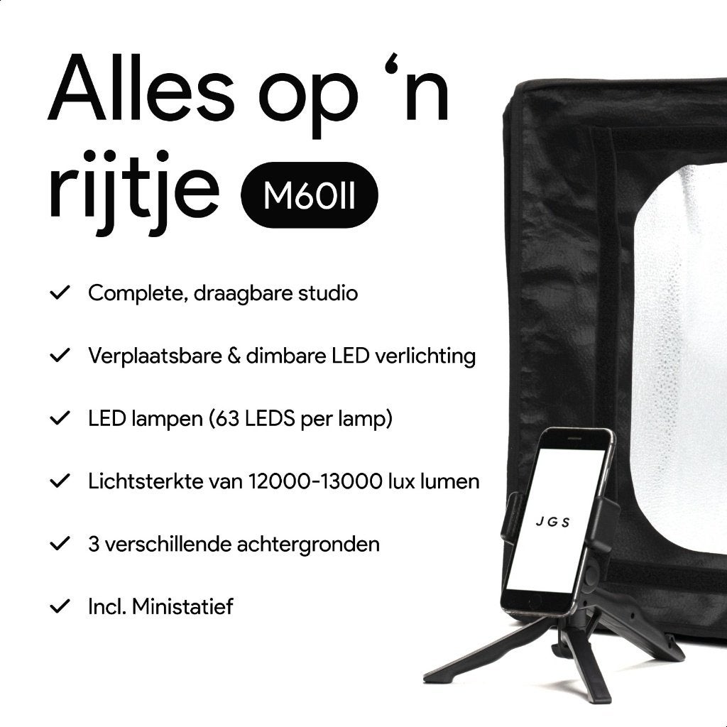 JGS Fotostudio M60 – 60x60x60cm – Complete Set, Audio, Tv en Foto, Fotografie | Fotostudio en Toebehoren, Ophalen of Verzenden