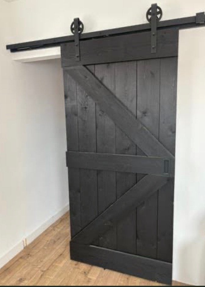 Loftdeur schuifdeur hout zwart, Ophalen, Binnendeur, Zo goed als nieuw, Schuifdeur