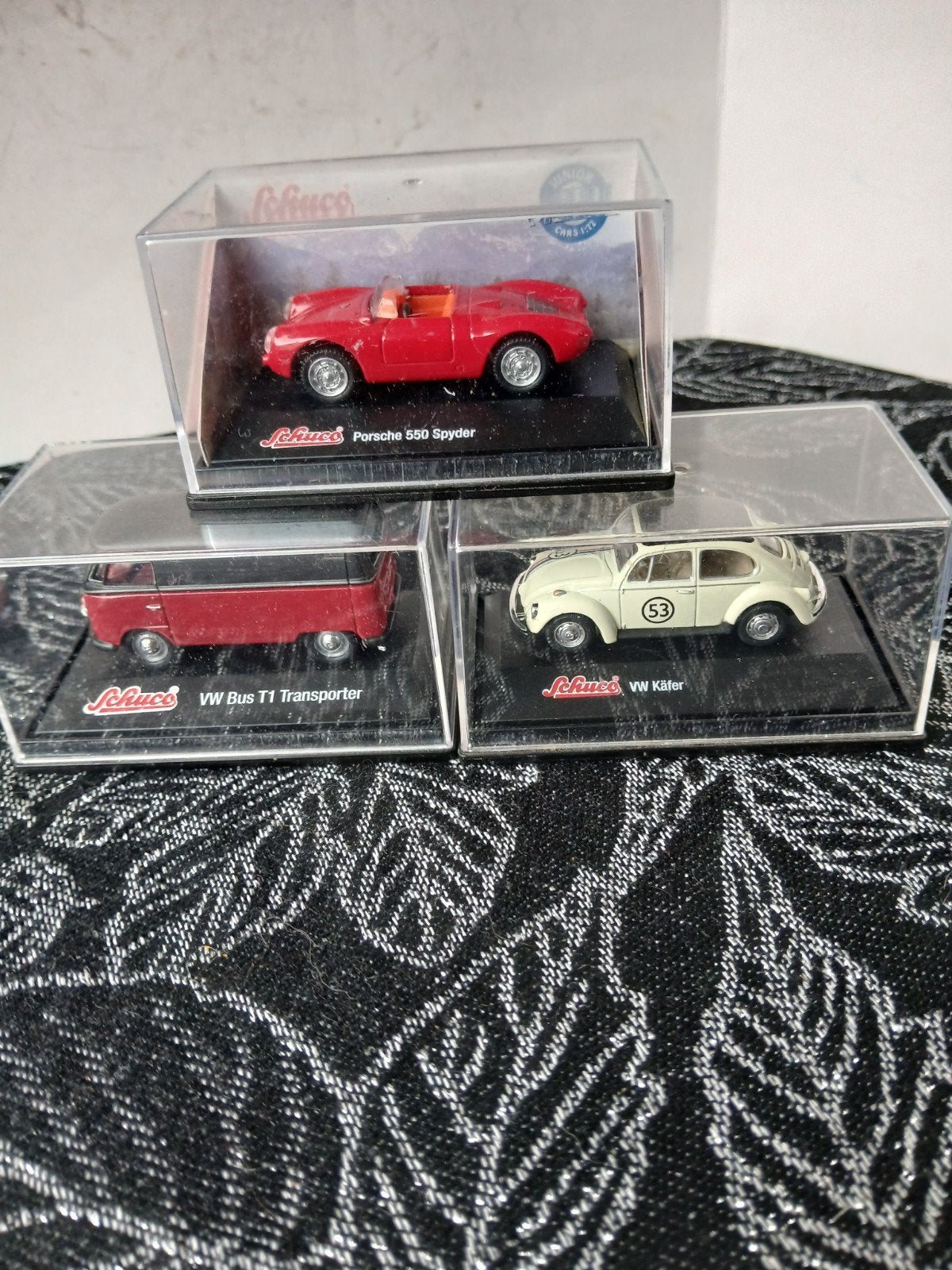 Porsche 550 spyder, VW kever Herbie en T1 transporter.Schuco, Ophalen of Verzenden, Zo goed als nieuw, Auto
