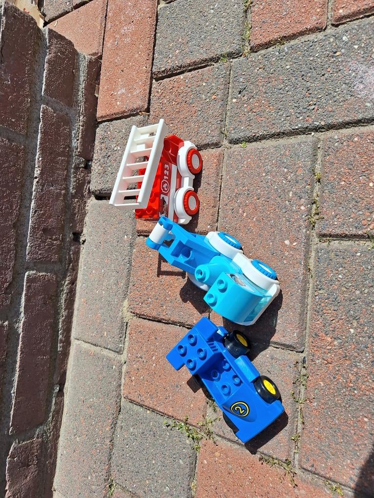 Diverse bouwblokken voertuigen (brandweer, raceauto), Ophalen of Verzenden, Gebruikt, Overige merken