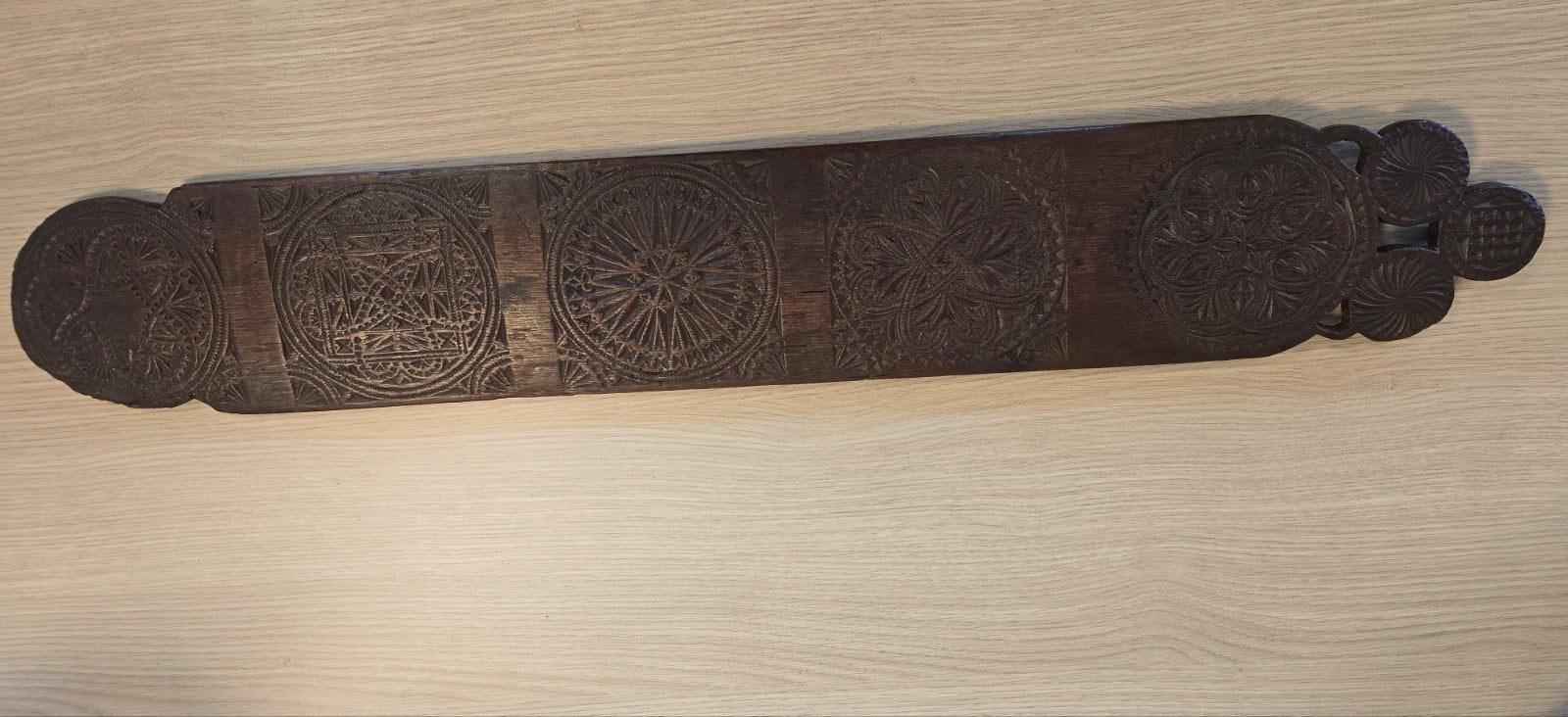 Antieke mangelplank, 18e/19e eeuws, hout, nederlands, Antiek en Kunst, Kunst | Beelden en Houtsnijwerken, Ophalen of Verzenden