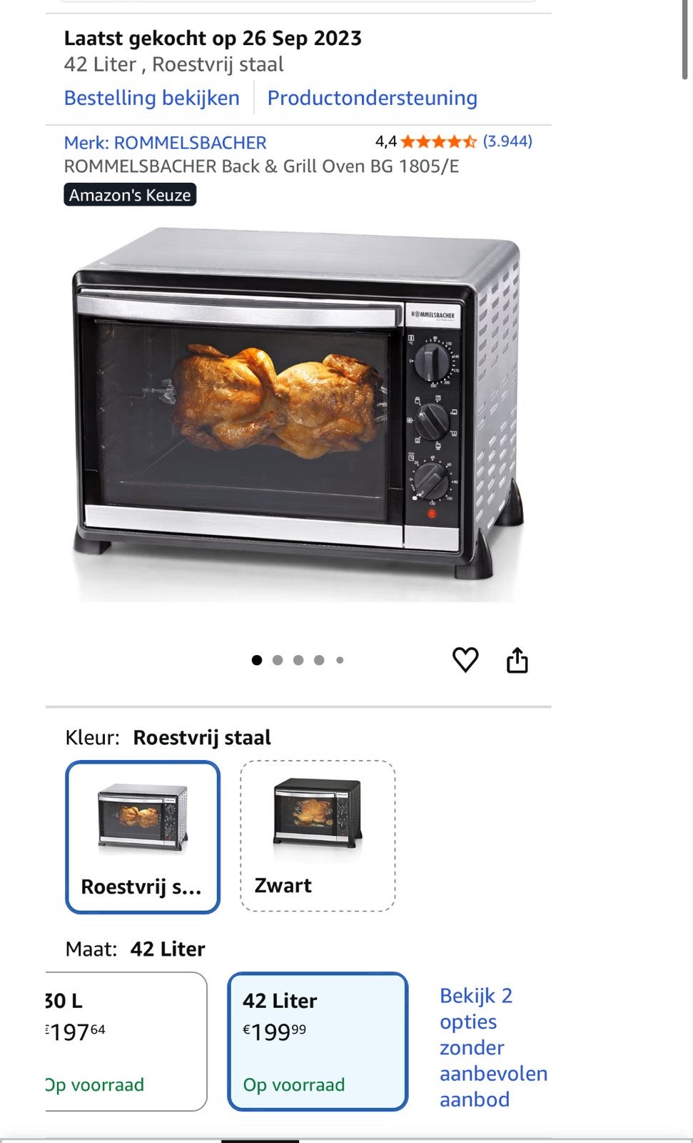 ROMMELSBACHER BG 1805/E Back & Grill Oven 42L, Ophalen, 45 tot 50 cm, Hete lucht, 60 cm of meer