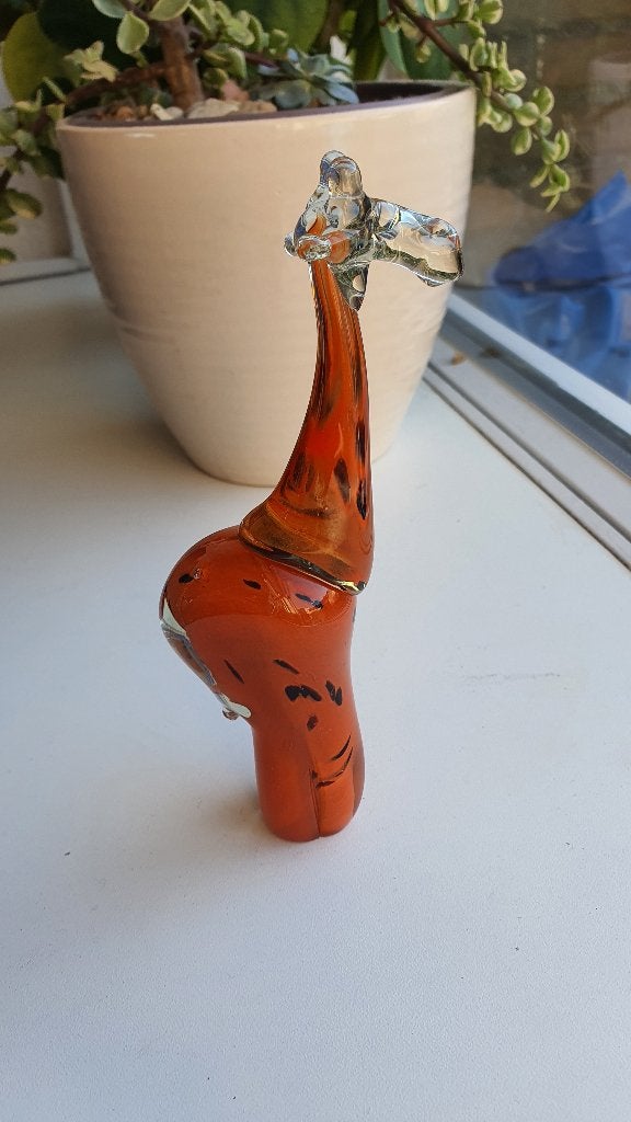 Ngwenya Glas Giraffe Oranje 27,5 cm Handgemaakt, Ophalen of Verzenden