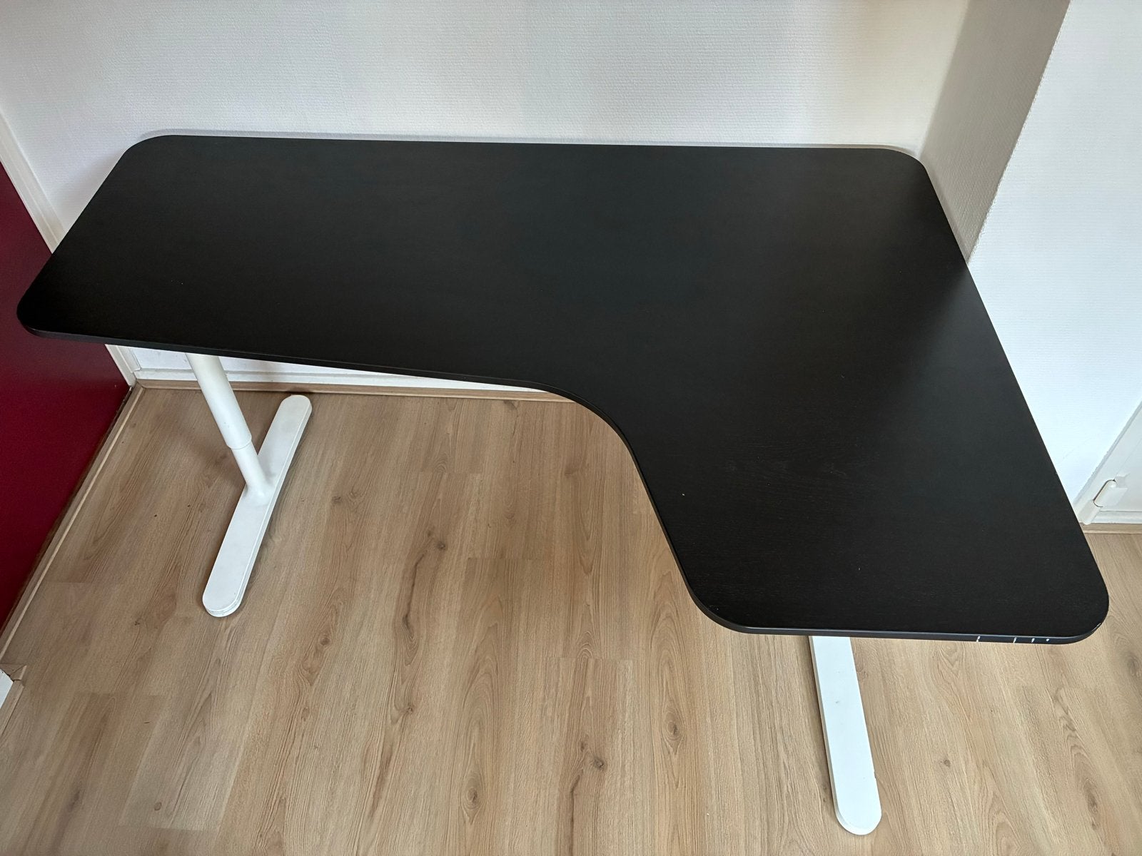IKEA Hoekbureau Bekant: 160cm breed, verstelbare hoogte, Huis en Inrichting, Bureaus, Ophalen, Zwart, 160 cm, Gebruikt