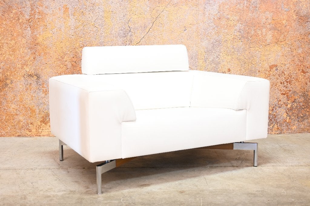 ZGANieuw witte leren Leolux Howlo design loveseat, Huis en Inrichting, Fauteuils, Leolux, Leolux, Ophalen of Verzenden, Zo goed als nieuw