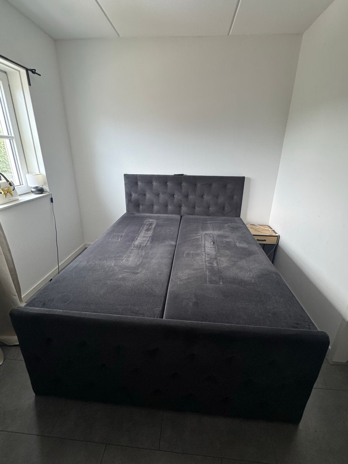 Opberg boxspring Fondi fluweel 160x200 antraciet, Gebruikt, Tweepersoons, Ophalen of Verzenden, 200 cm