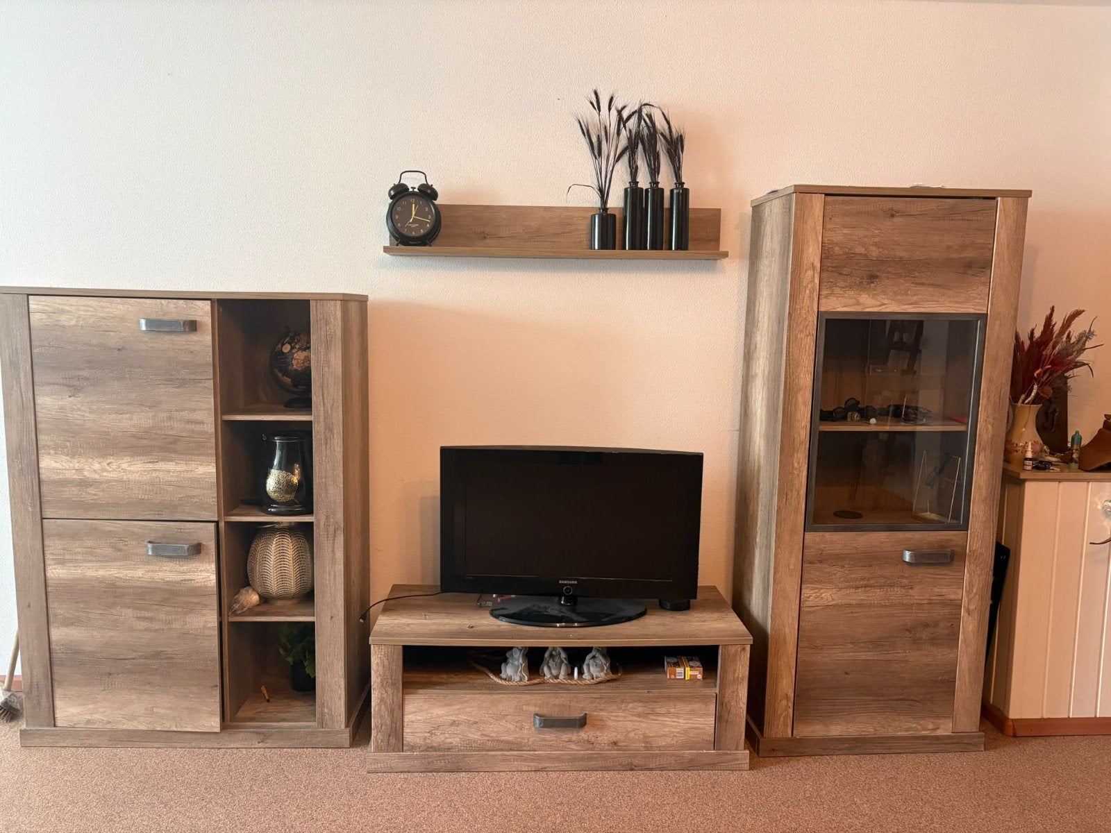 Complete woonkamerset - TV-meubel, vitrinekast en dressoir, Ophalen, Gebruikt, 150 tot 200 cm, Modern