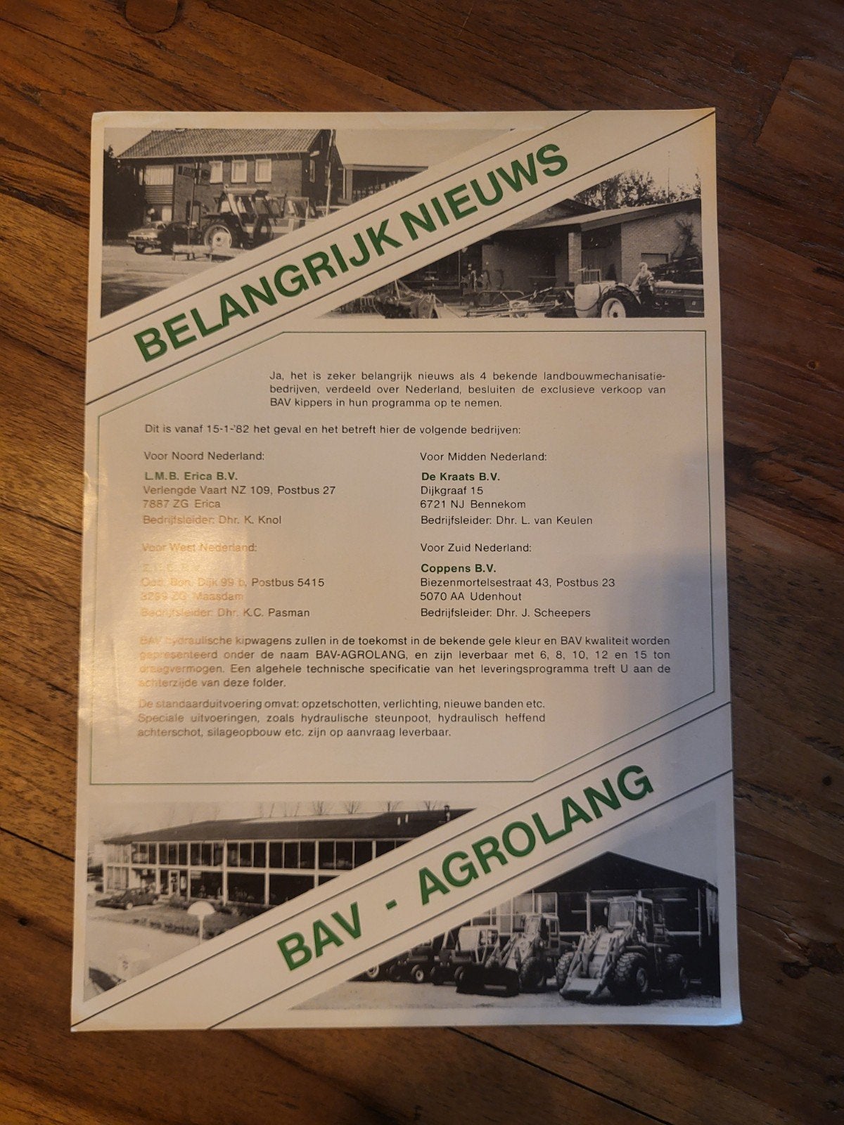 tractor folder BAV kippers - AGROLANG, Ophalen of Verzenden, Zo goed als nieuw, Folder