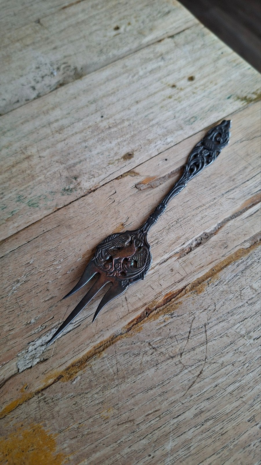 Antieke Gero 90 Kraanvogel Cakeprikker - Georg Nilsson 1931, Antiek en Kunst, Antiek | Bestek, Ophalen of Verzenden