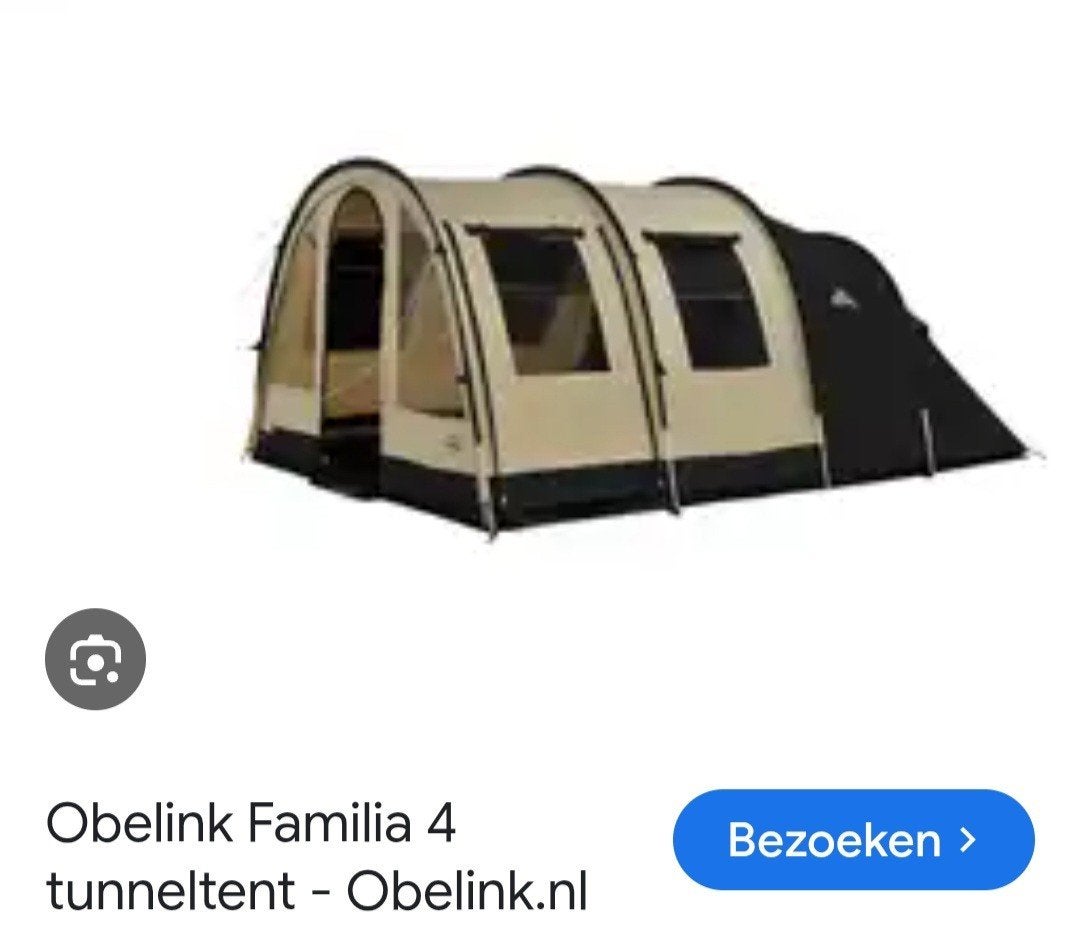 Obelink tunneltent  katoen  4 persoons + grondzeil, Ophalen, Gebruikt, Tot en met 5