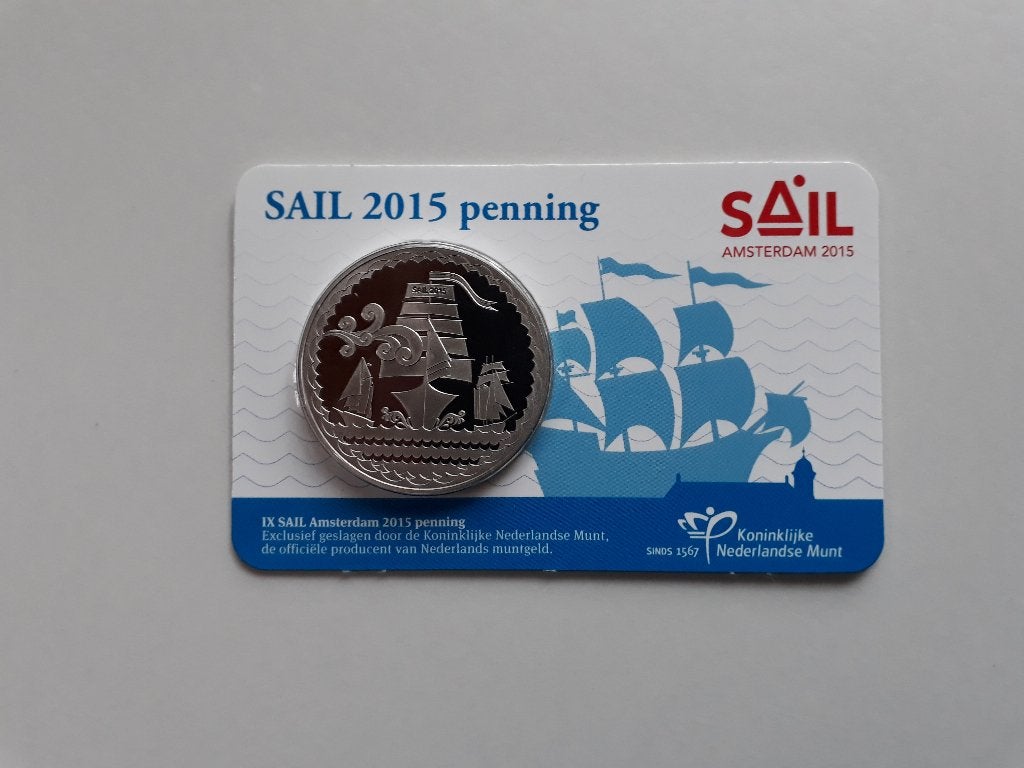 SAIL Amsterdam 2015 Penning BU-kwaliteit in coincard, Verzenden, Overige materialen, Nederland