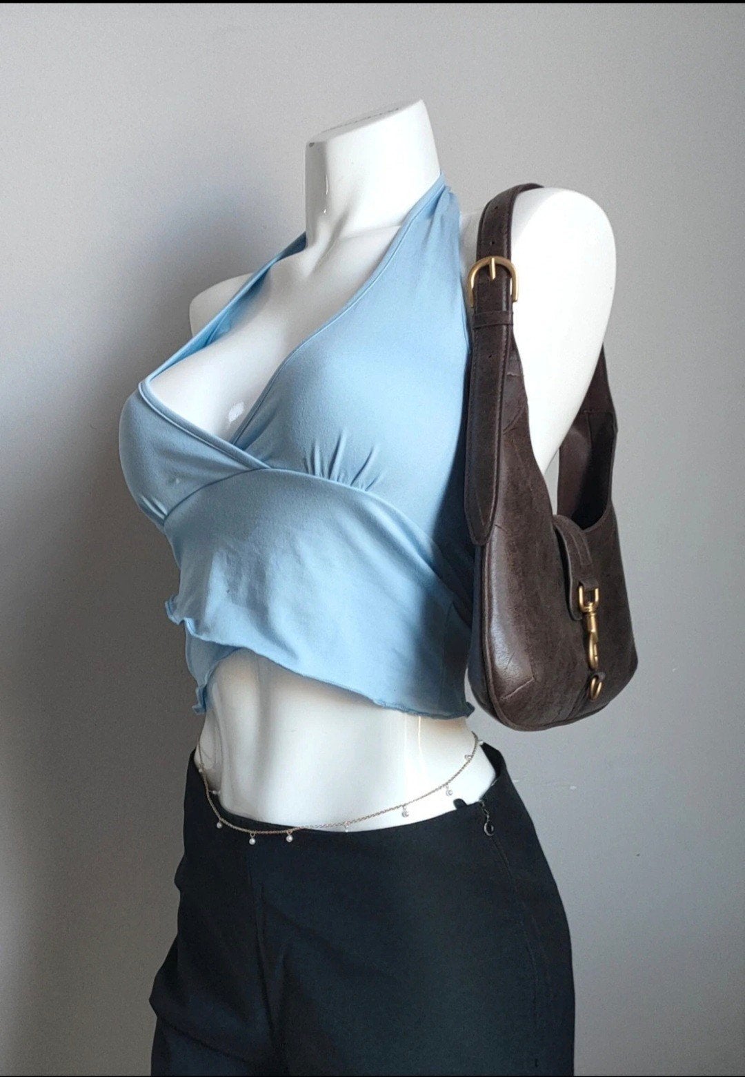 Blauwe Halter Top Y2K | Shein | Maat S/36 | Halloween Costum, Blauw, Ophalen of Verzenden, Zo goed als nieuw, Shein
