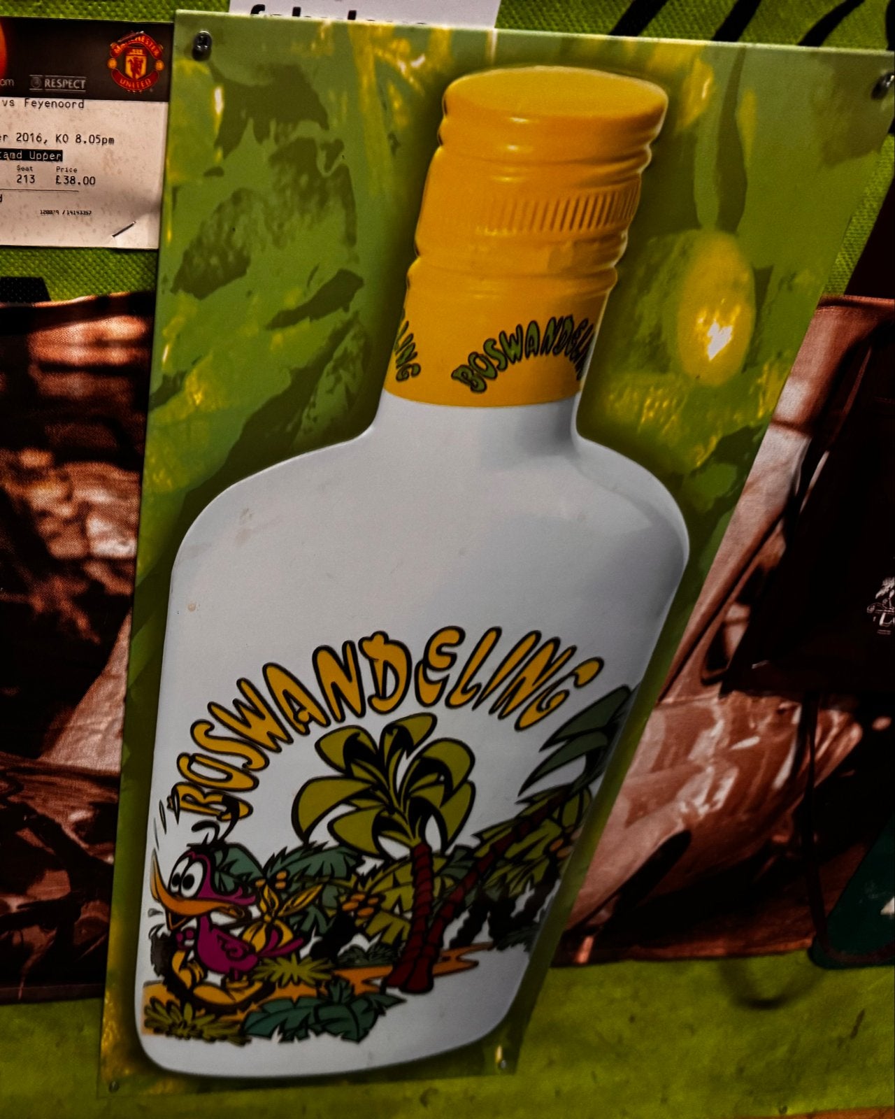 Boswandeling Reclamebord/Display - Drankfles Vorm, Verzamelen, Merken en Reclamevoorwerpen, Ophalen, Gebruikt, Reclamebord