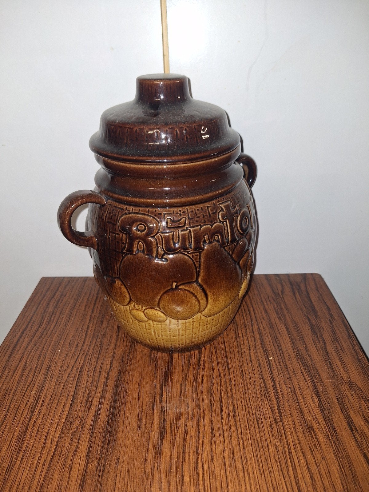 Vintage Rumtopf aardewerk pot met deksel, Ophalen of Verzenden
