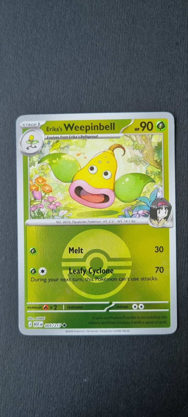 Erika's Weepinbell Pokeball XASC 005/217, Ophalen of Verzenden, Zo goed als nieuw, Losse kaart