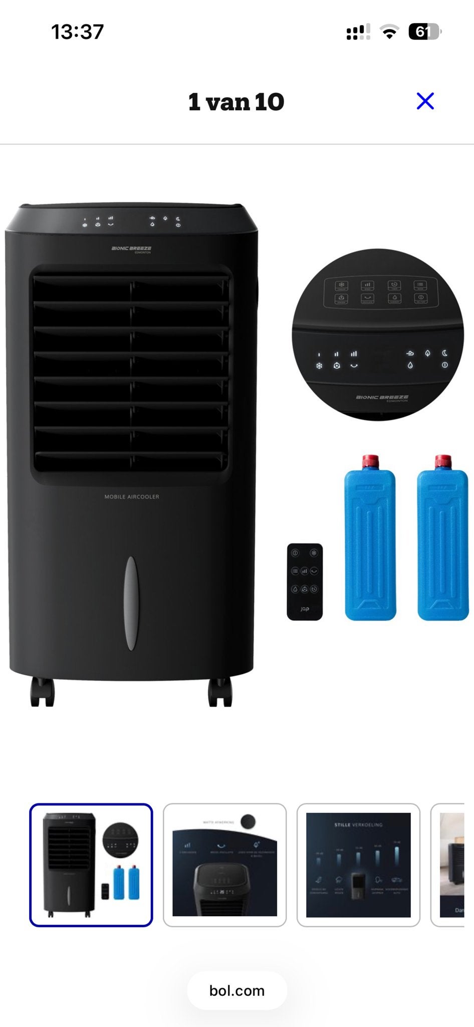 JAP Appliances Edmonton 4-in-1 Aircooler met 2 koelelementen, Ophalen, Minder dan 60 m³, 3 snelheden of meer, Zo goed als nieuw